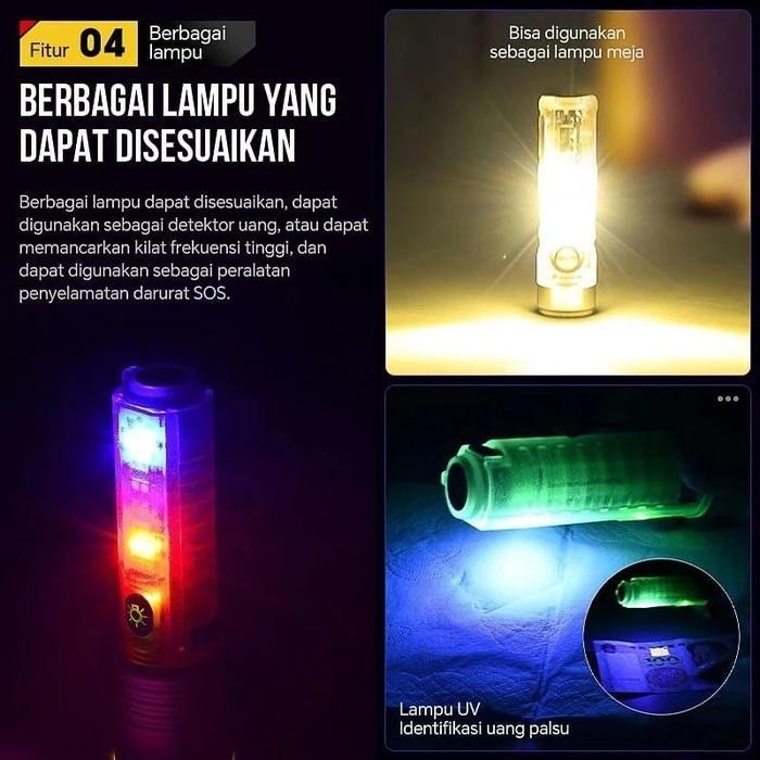 Senter Mini 520 Transparan Lampu strobo super terang