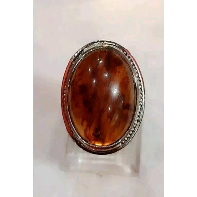 Cincin batu akik get ah kati layu natural ring alpaka / G14 /permata 15