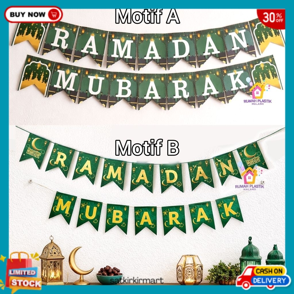 SKM FLAG RAMADAN MUBARAK  kertas gantung banner ramadhan puasa lebaran eid idul fitri hiasan hias de