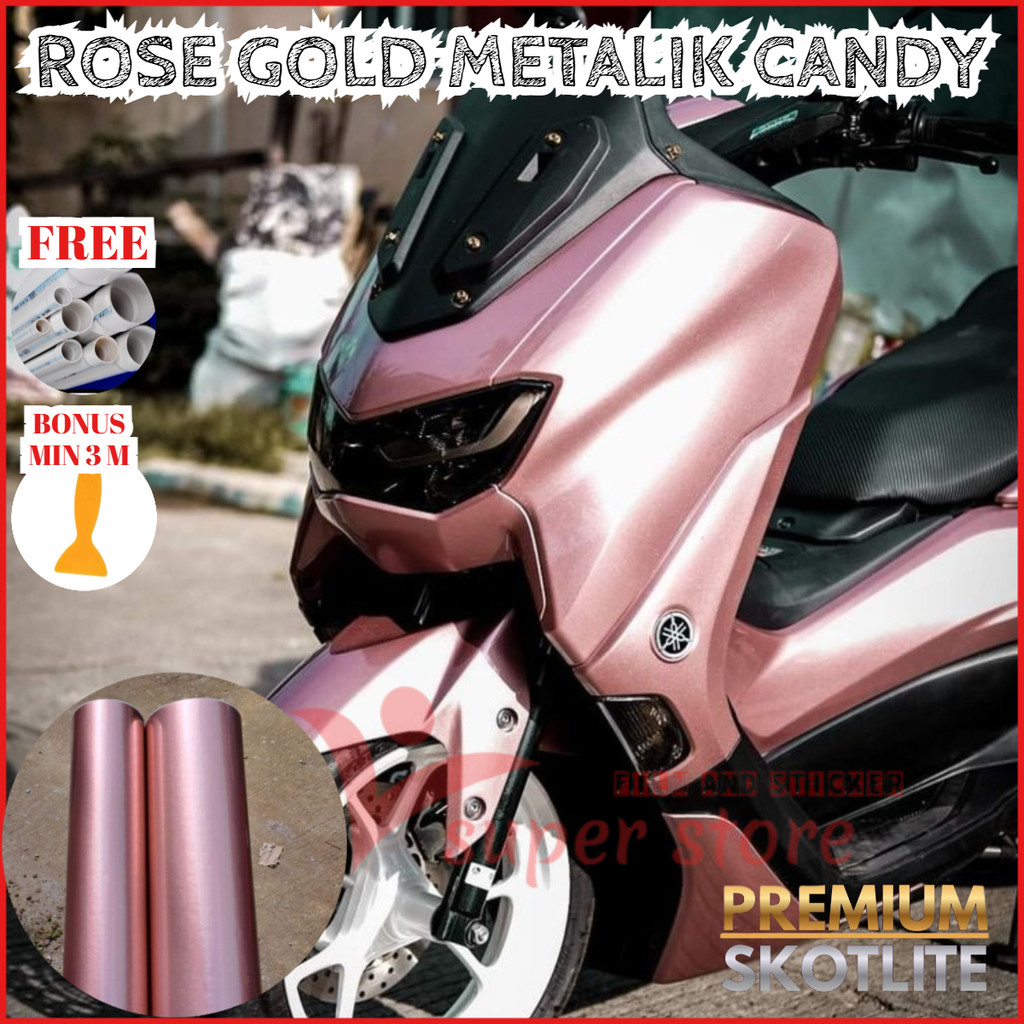 Sticker Skotlet Rose Gold Premium Metalik Candy Full Body Motor Dan Mobil