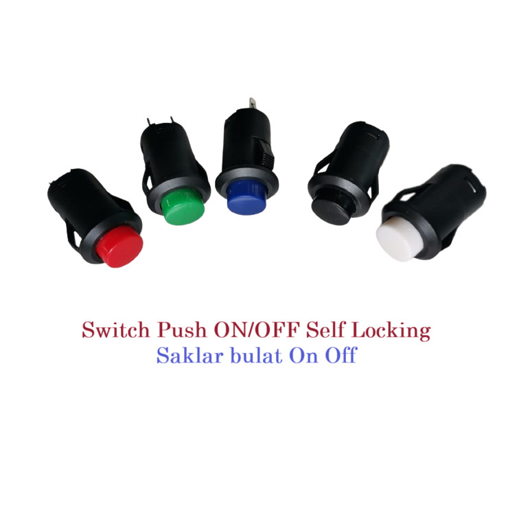 Saklar Bulat Switch Push ON OFF Self Locking Button Tombol Lock