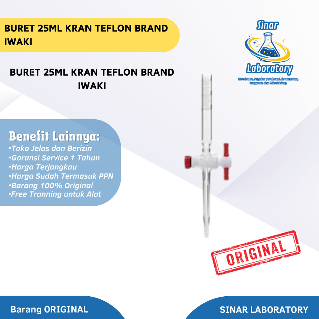 Buret 25ml Kran Teflon Iwaki