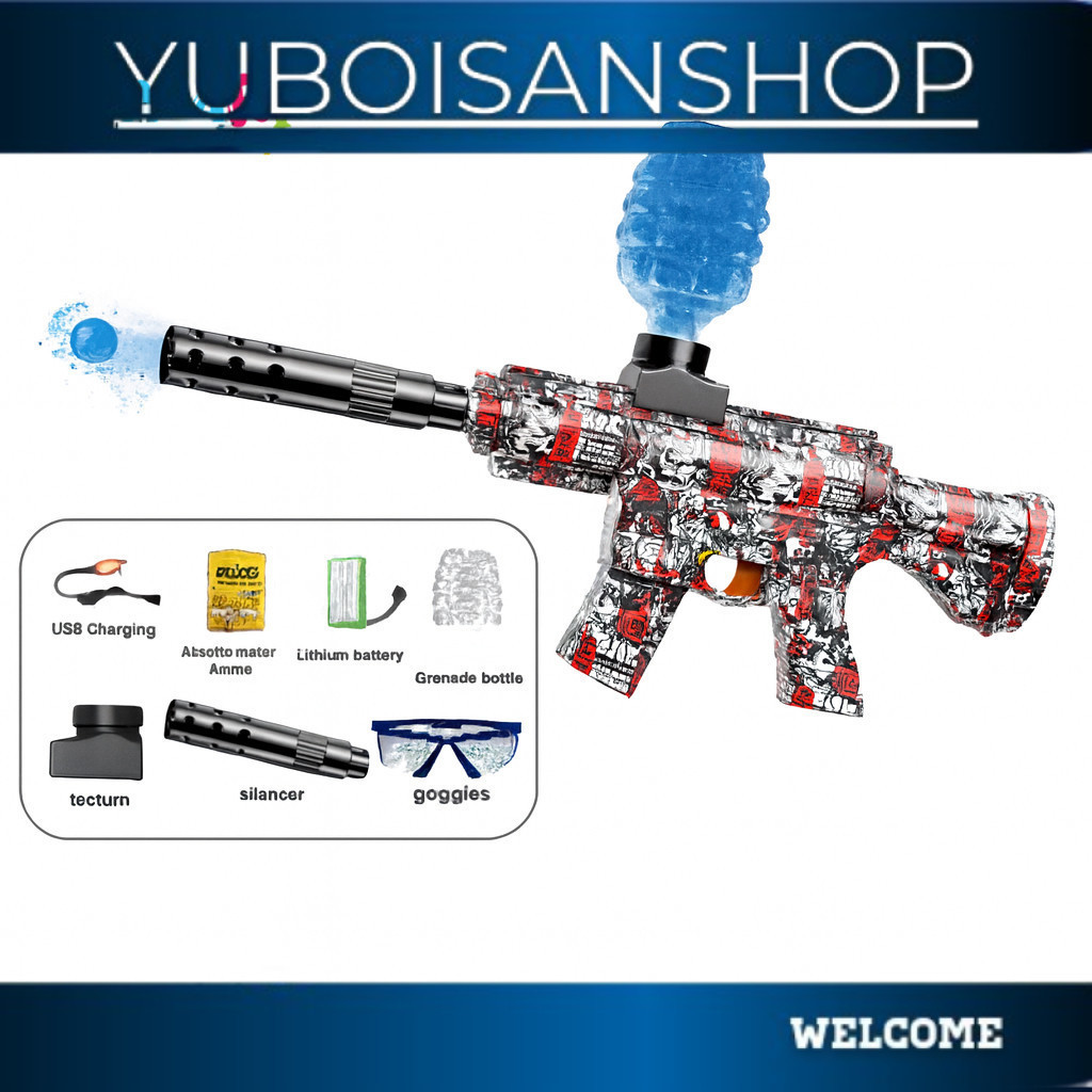 murah gais Mainan Anak GUN MODEL M416/AK47 3291 Mainan Tembakan Gel Ball Elektrik Otomatis LED Motif