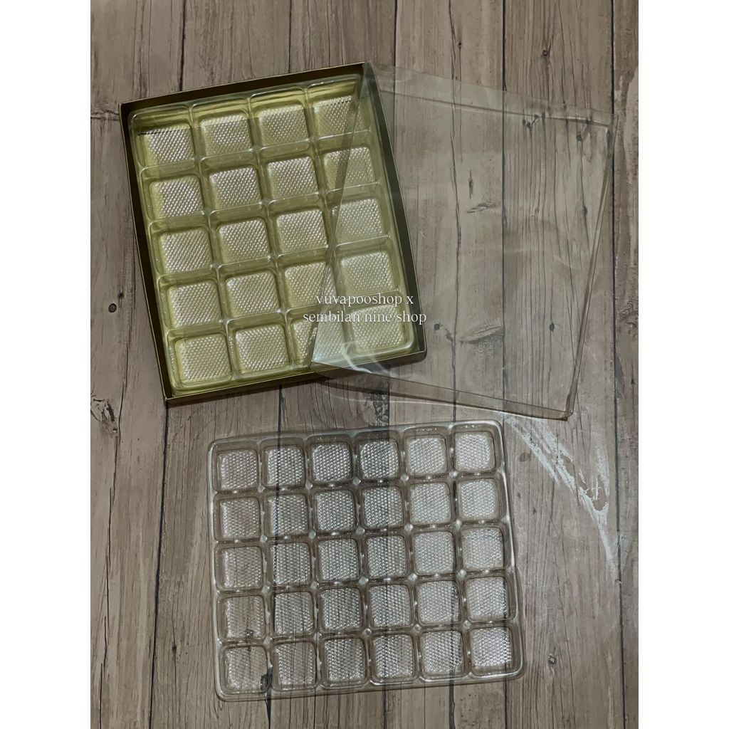 Box Nastar Gold TRANSPARAN Sekat 20 Sekat 30 / Dus Kue Nastar Lapis Legit Potong / Kemasan Cake