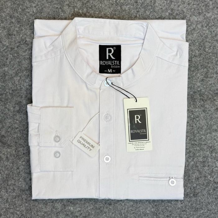Baju Koko Kurta Lengan Panjang Royal Stile Bahan Katun Twil Premium - Putih, XXL