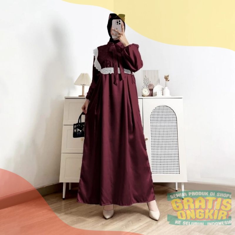 Gamis Pesta Muslimah SYAKILA Model Rompi Tille Bordir Oufit Lebaran Kondangan Mewah Terbaru Dres Kon