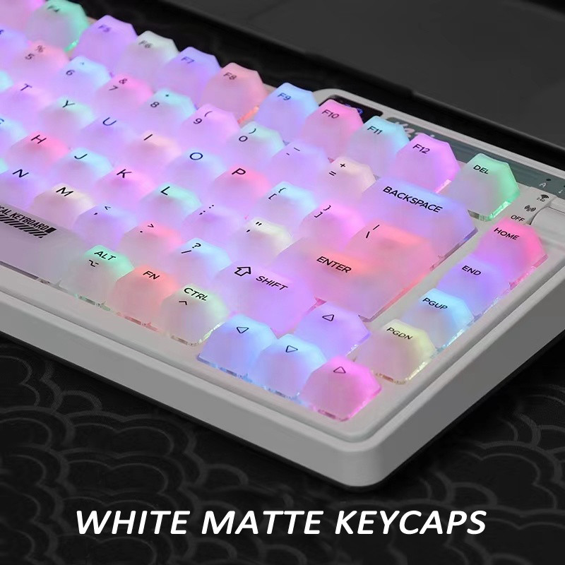 Milky White Keycap Frosted Fog Transparent Matte PC 122Keys erry For Meanical Keyboard Arabic Russia