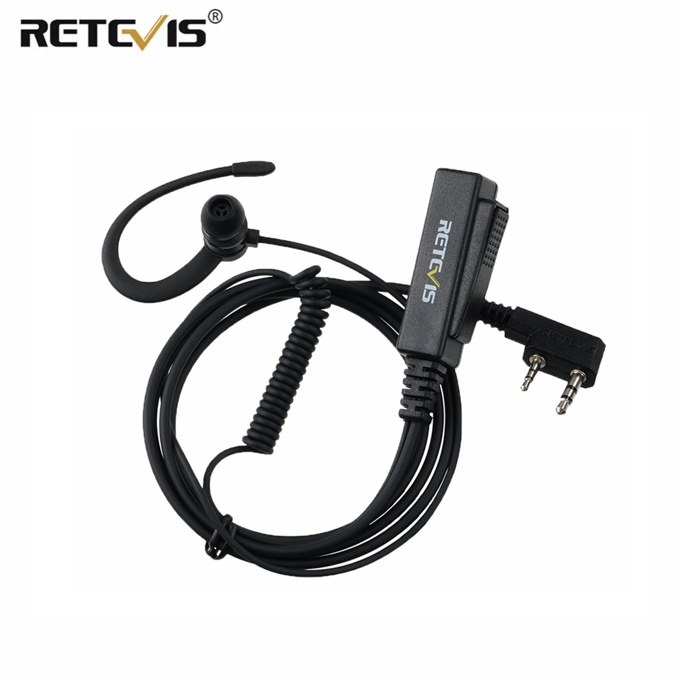 Retevis EEK023 RT22 Walkie Talkie Earpiece 2Pin Soft Earhook Headset PTT Mic HD Rao Speaker for Baof