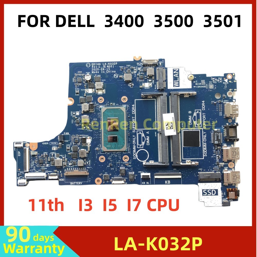 LA-K032P With i3-1115G4 i5-1135G7 CPU Laptop Motherboard For Dell VOSTRO 3400 3500 Inspiron 3501 Not