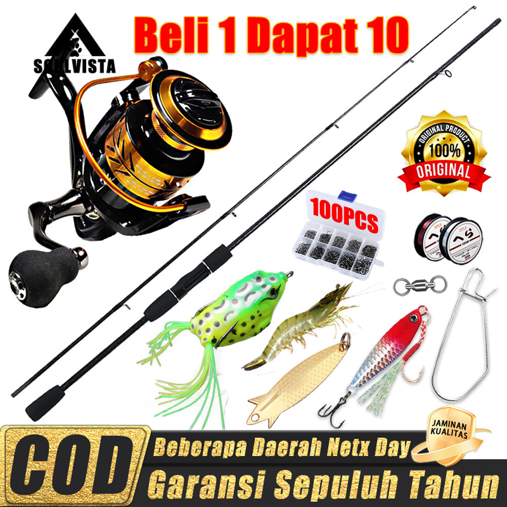 # Beli 1 Dapat 10 # Daiwa Joran Pancing Carbon 1 Set 1.6M-2.4M Satu Set Reel Pancing Joran Pancing 1