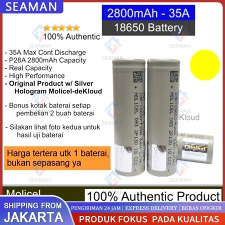 Authentic MOLICEL P28A 18650 Battery | baterai batre batere original