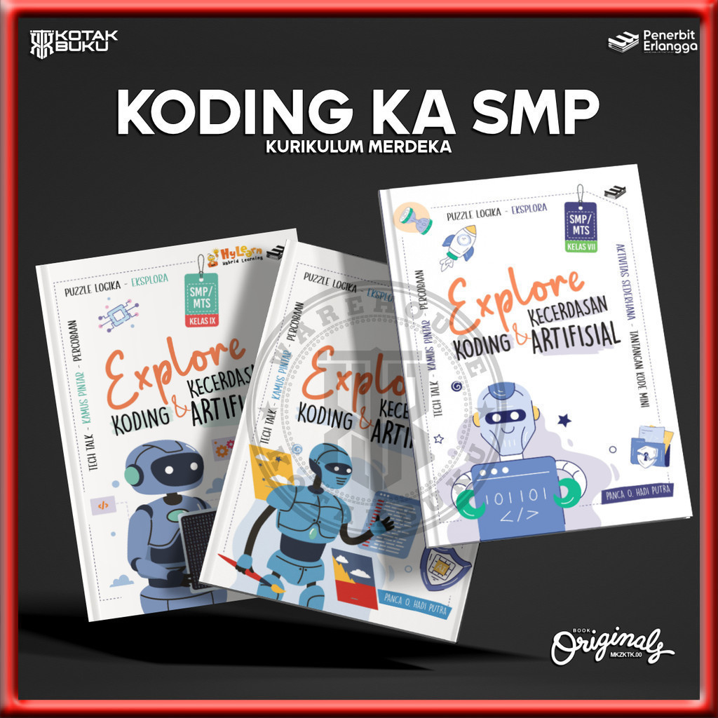 [ Erlangga ] Buku Explore Koding Kecerdasan Artifisial Kelas 7 8 9 SMP / Buku Koding SMP / 2025