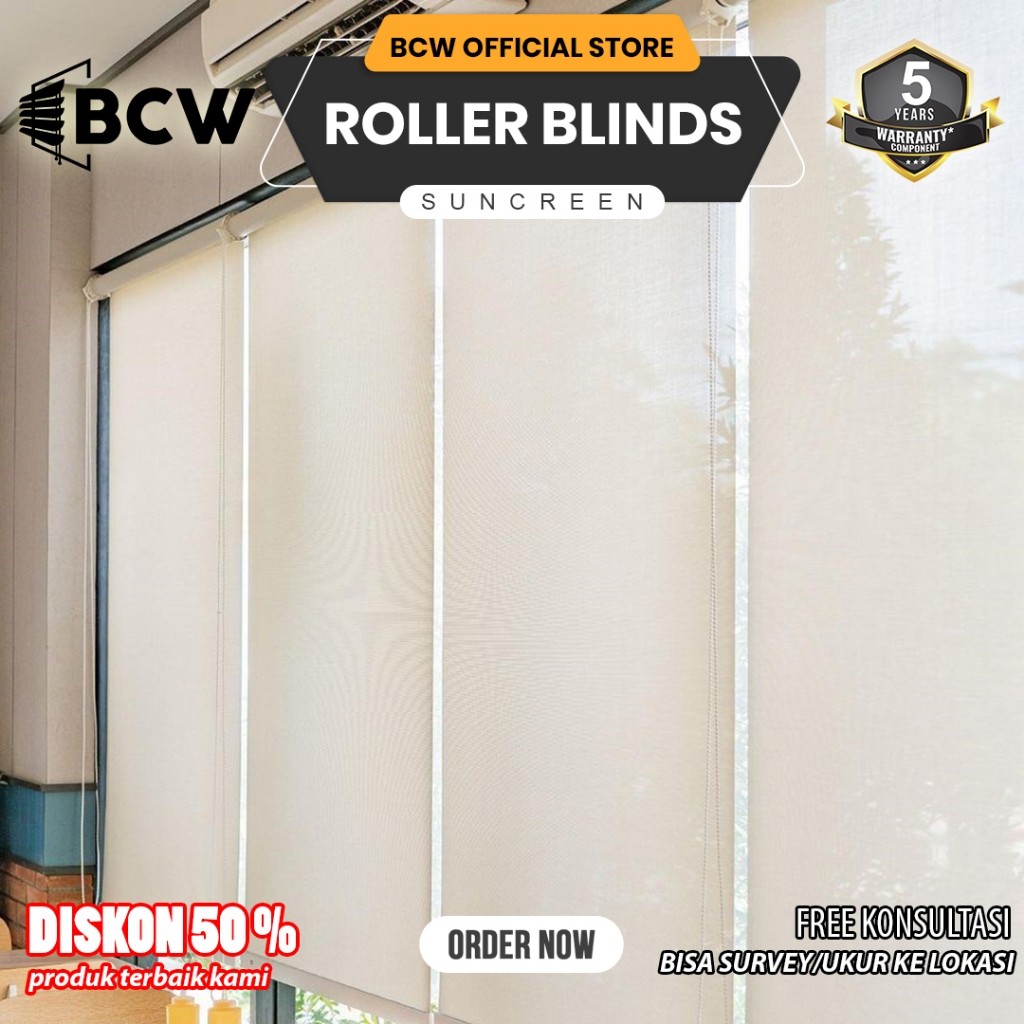 Roller Blind Indoor Sunscreen - Custom Ukuran - Tirai Jendela Gulung/Kerai - Tirai Minimalis - Rolle
