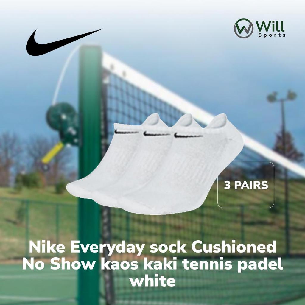 NIKE EVERYDAY SOCKS CUSHIONED SX7673-100 - KAOS KAKI TENIS PADEL ORIGINAL