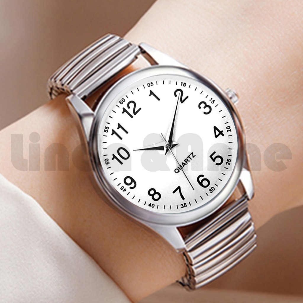 L&A - Jam Tangan Couple Rantai Elastis Jam Tangan Tali Besi Simple Elegan