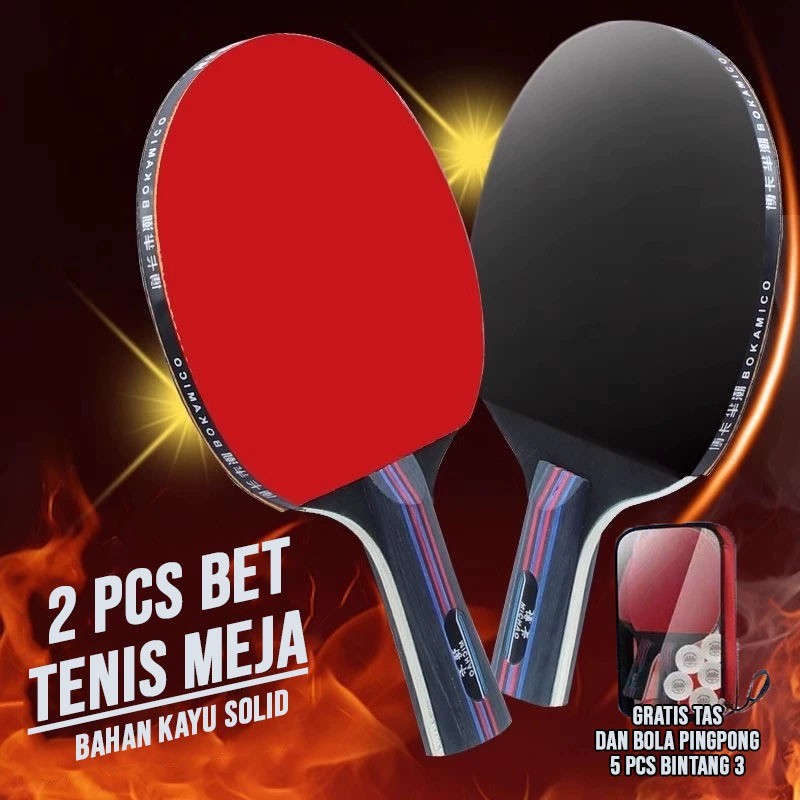 Bet Pingpong Bet Tenis Meja Pingpong Bad Raket Tenis Meja Isi 2 Pcs FREE 5 BOLA PINGPONG & TAS