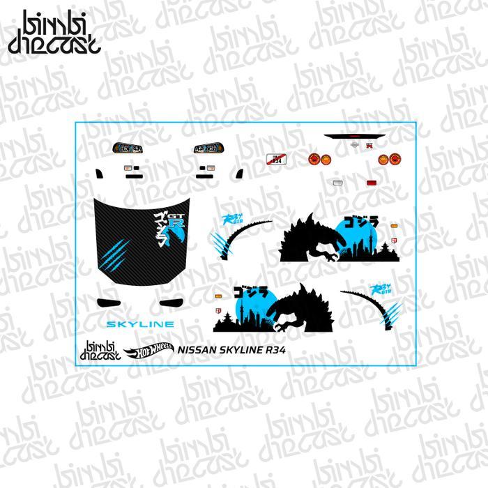 Decal Hotwheels Nissan Skyline R34 Godzilla Transparan
