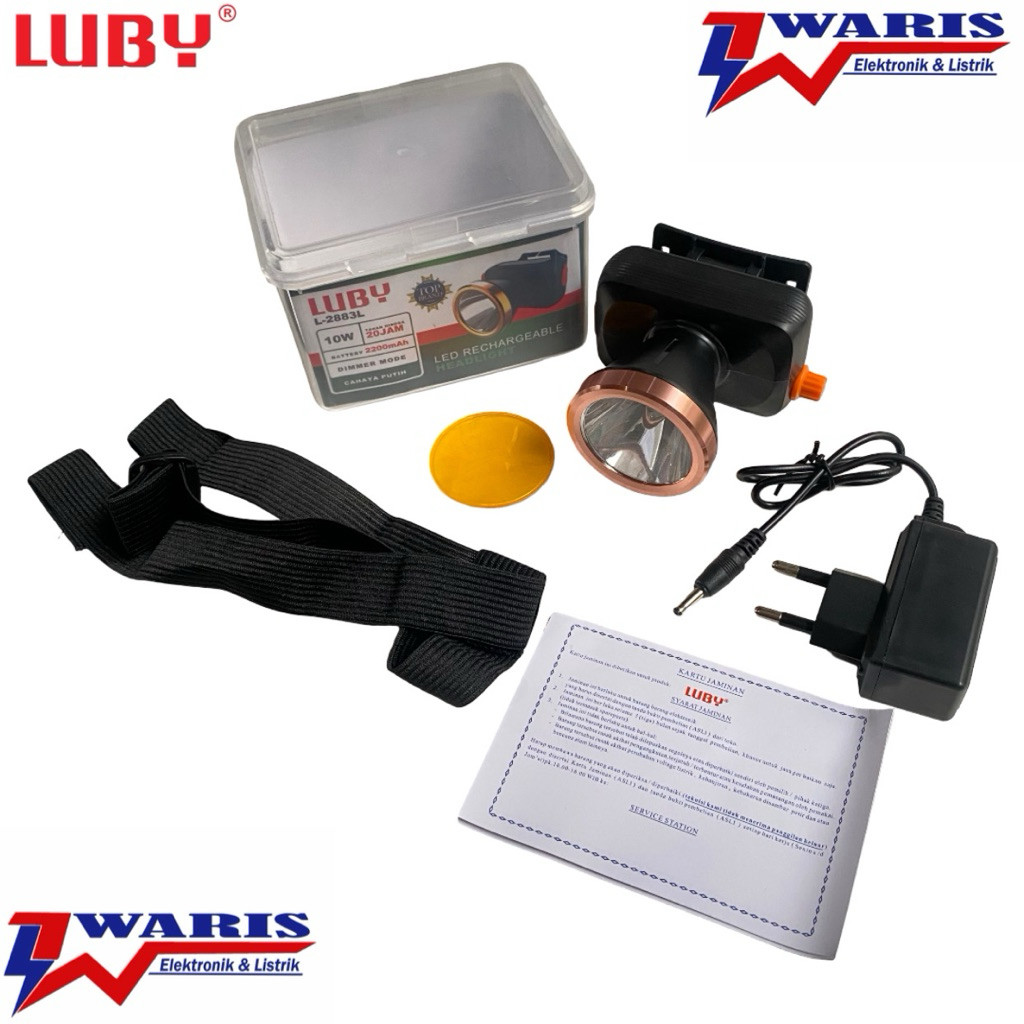 Senter Kepala LUBY L-2883L 10 watt Headlight Gratis lensa Kuning