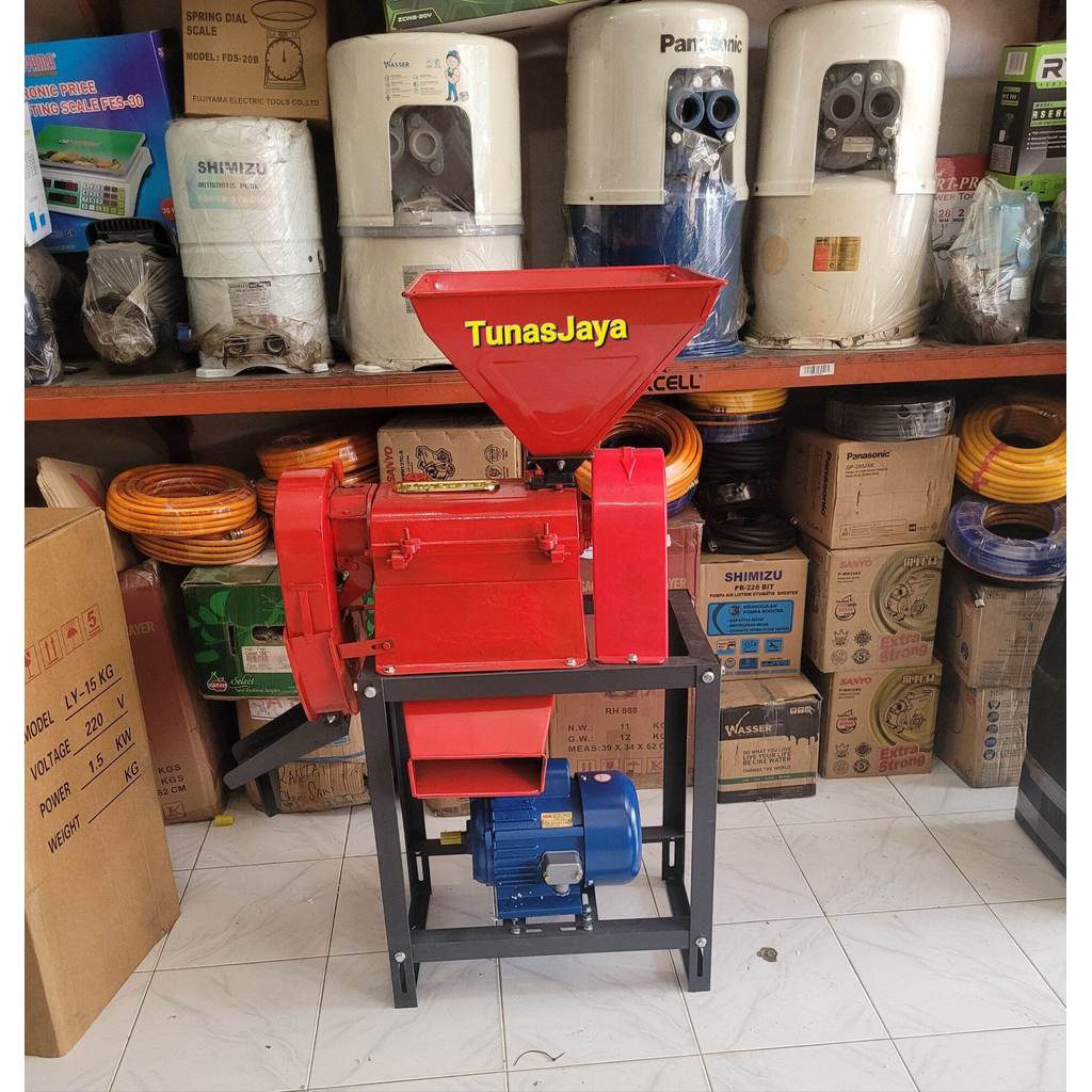 Mesin giling padi Gabah jadi Beras QMH350+Dinamo Listrik Siap Pakai