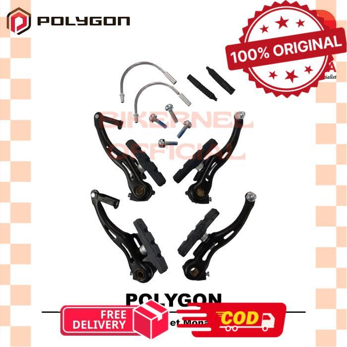 Polygon V-Brake Set Sepeda Monarch Rem Set Depan & Belakang Sepeda Anak Lipat MTB BMX