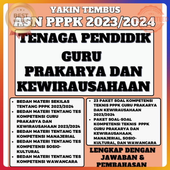 YAKIN TEMBUS ASN PPPK 2023/2024 TENAGA PENDDIK GURU PRAKARYA DAN KEWIRAUSAHAAN IDO254 BukuAsn.id