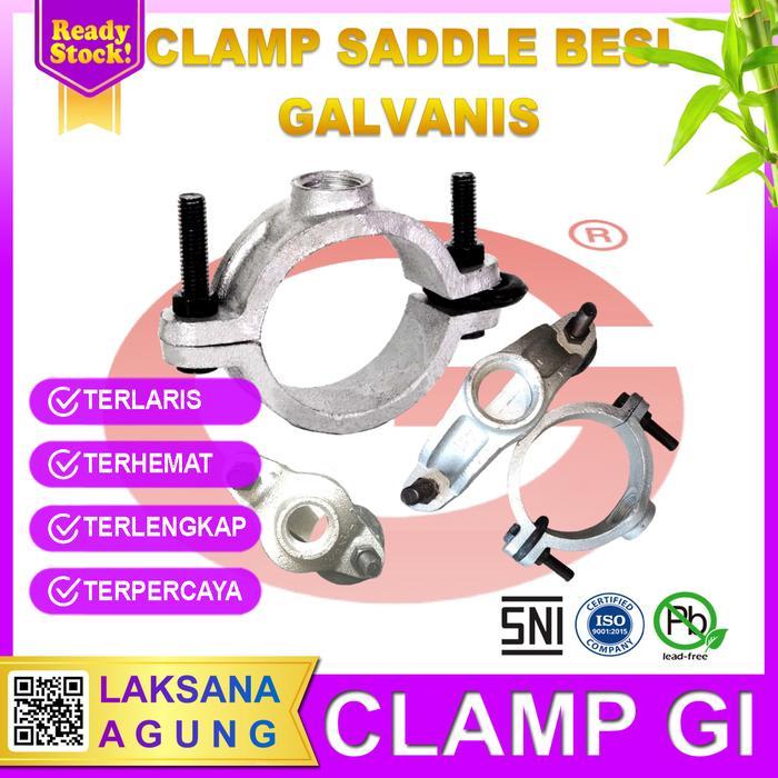 [G-Brand] Clamp Saddle besi 6" x 1 inch Gi | Clamp Galvanis Gip G-Brand SNI | Klem Saddle Pipa Galva
