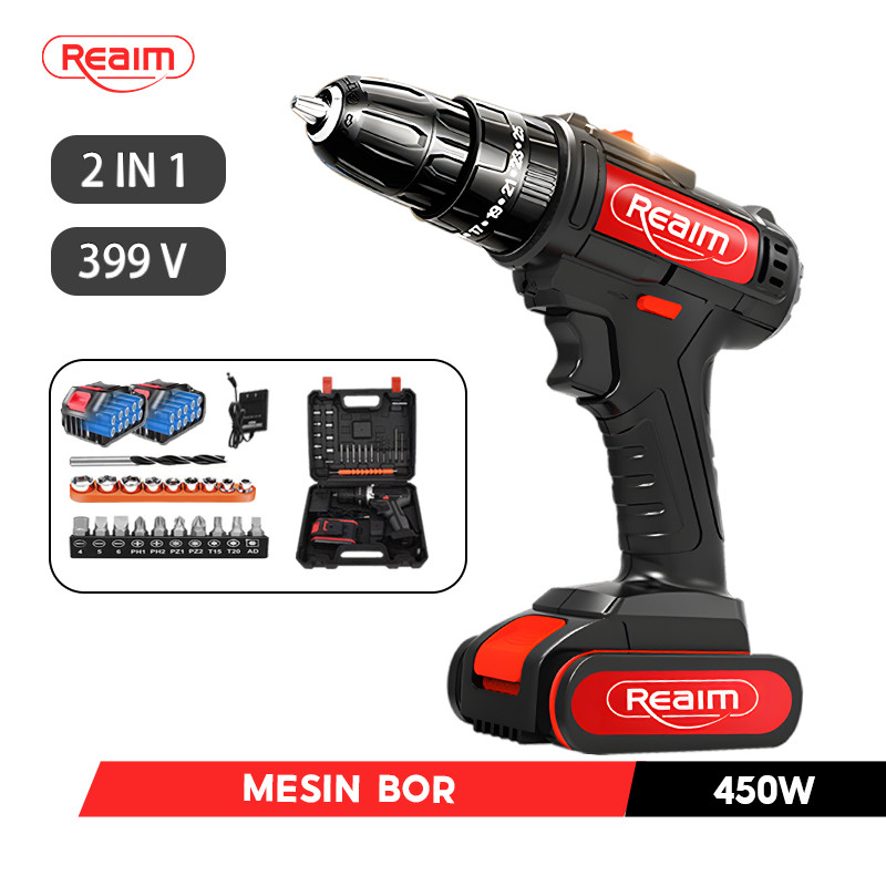 Bor Baterai REAIM  Baterai Reaim 2025 new Listrik Bor Bor Baterai 28V 3 Speed Cordless Electric Dril