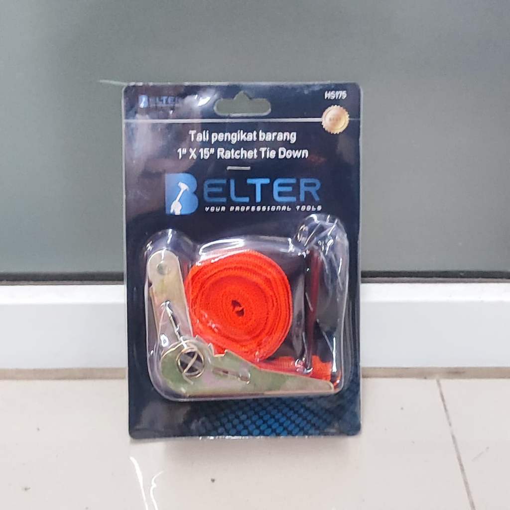 Tali Track Belt Rachet Tie Down 5 Meter Oranye Tebal 2.5cm Untuk Barang Miniatur Truk Salon Speaker