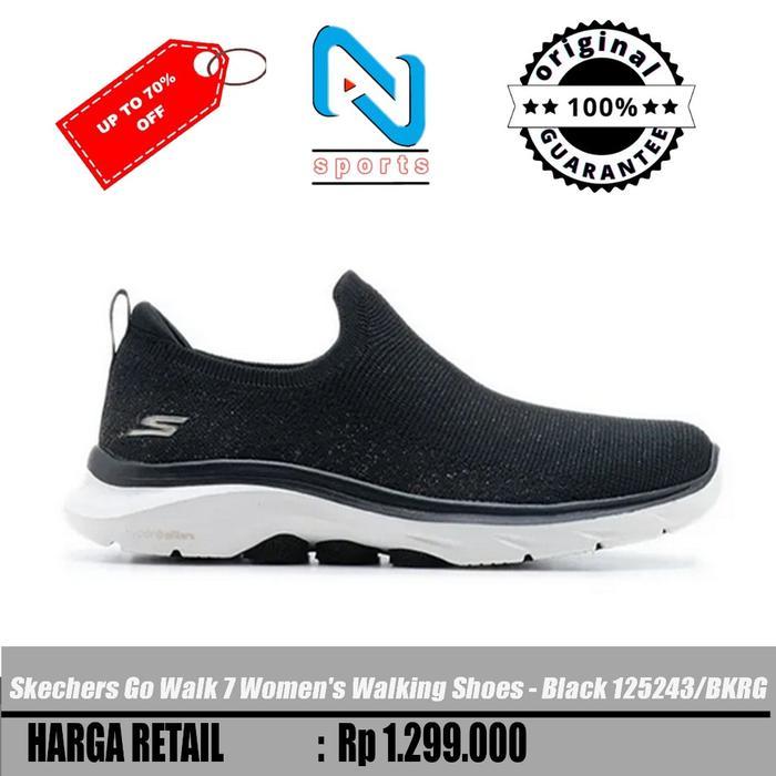 Sepatu Skechers Go Walk 7 Women's Walking Shoes - Black 125243/BKRG Original 100% - 37,5