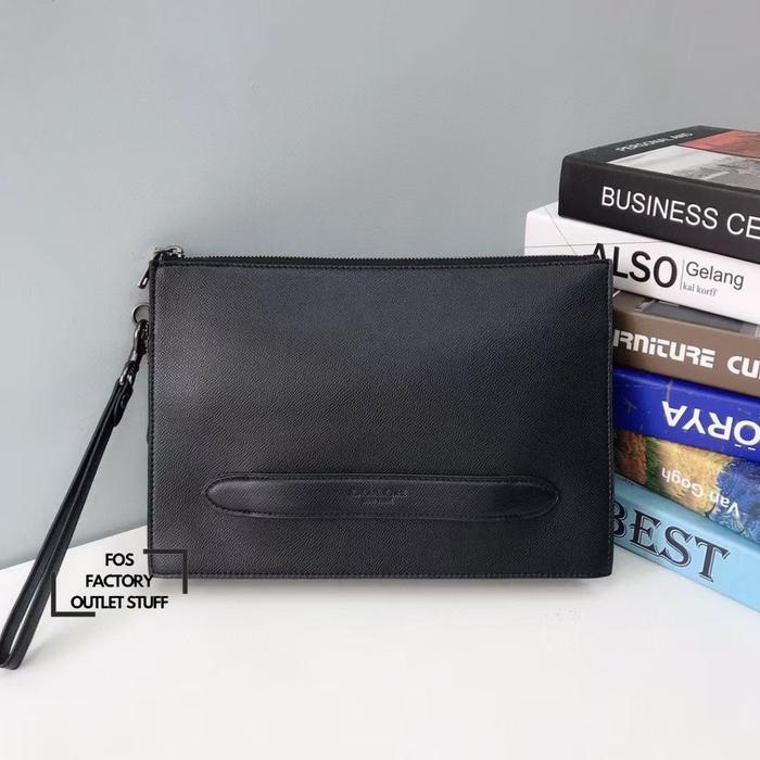 CLUTCH PRIA STRUCTURED POUCH CROSSGRAIN LEATHER ACK 654