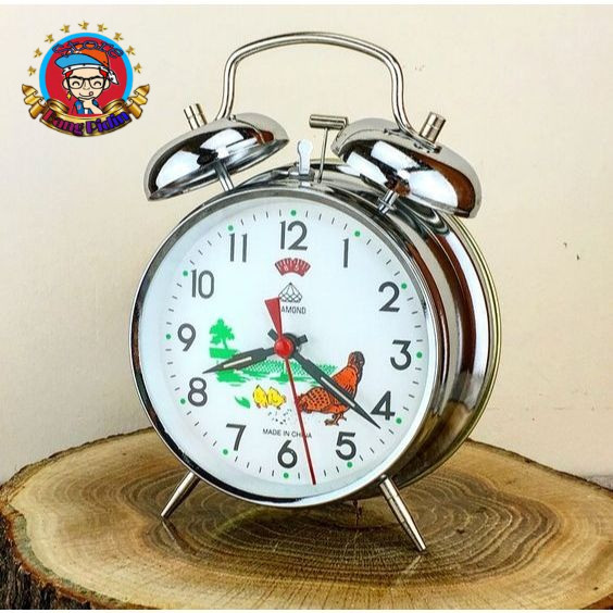 Jam Beker Weker Ayam Putar Alarm Jadul Tanpa Baterai Diengkol