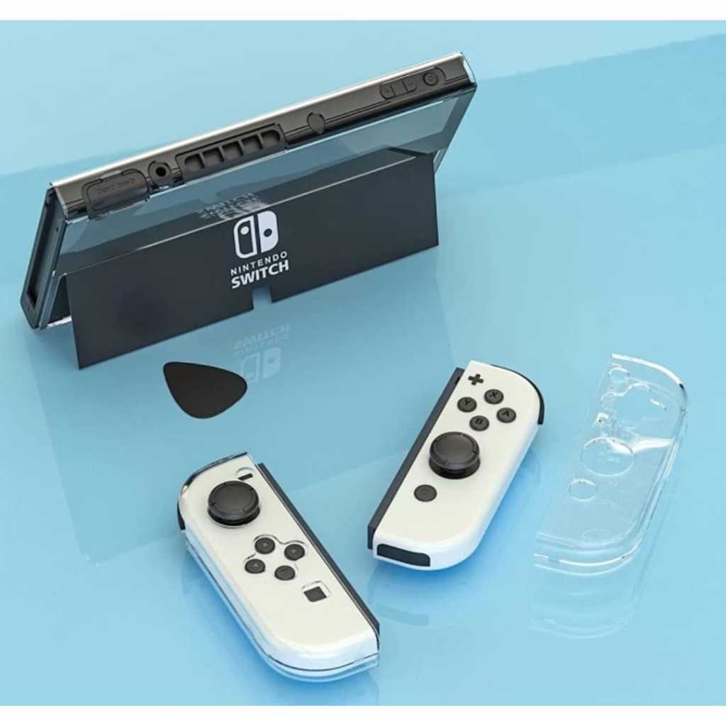 CRYSTAL CASE MIKA NINTENDO SWITCH OLED HARD COVER CASING TRANSPARANT BENING PUTIH PROTECTOR PROTECTI