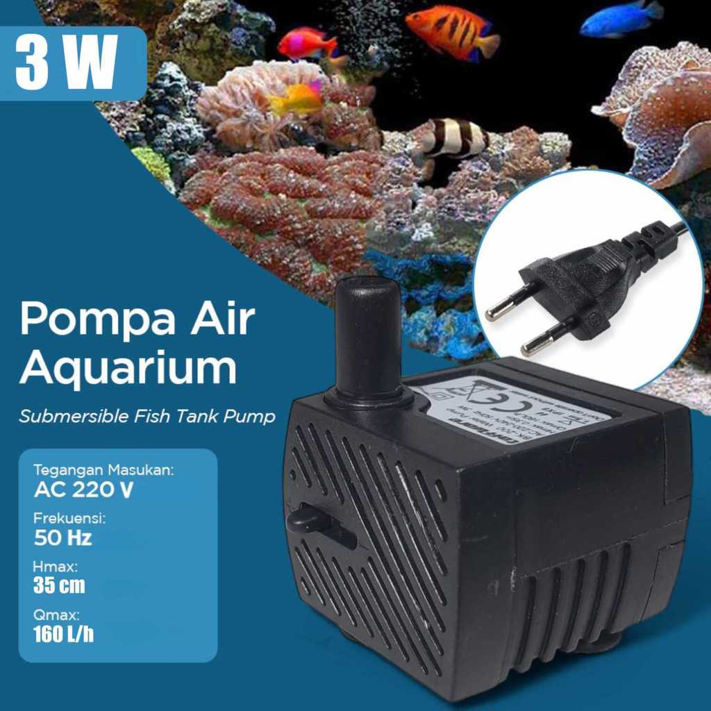 Pompa Air Celup Aquarium Submersible Pump Low Noise Water Filter Aerator
