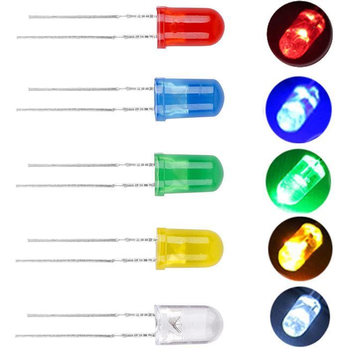 Paket 1 Box isi 500pcs LED F3 3mm 5 warna Lampu LED Diffused 3V