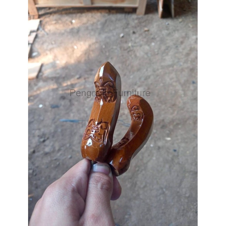 gagang keris dari kayu jati cecegkan ukir alus termurah PP7443