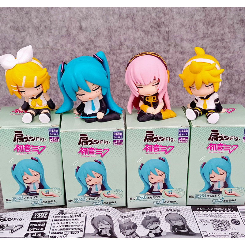 4PCS Boxed Hatsune Miku Figure Sleep Anime Action Figure Kagamine Rin Kagamine Len Doll Toy Hallowee