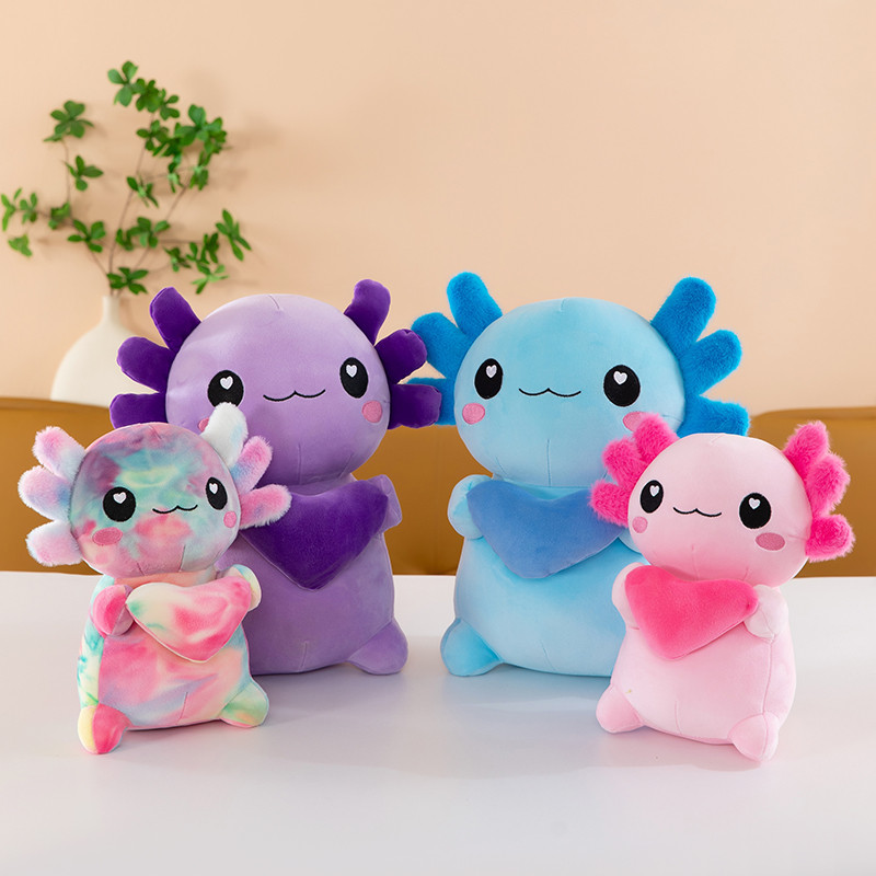 New Four-Color Axolotl Plush Toy  Hexagonal nosaur Toy Couple Soft Axolotl