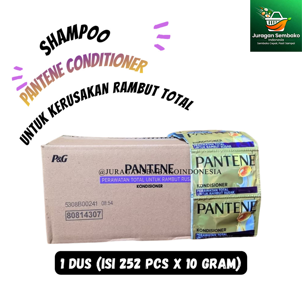 1 Dus Shampoo Pantene Conditioner Purple Perawatan Total untuk Rambut Rusak Isi 252 pcs x 10gr Shamp