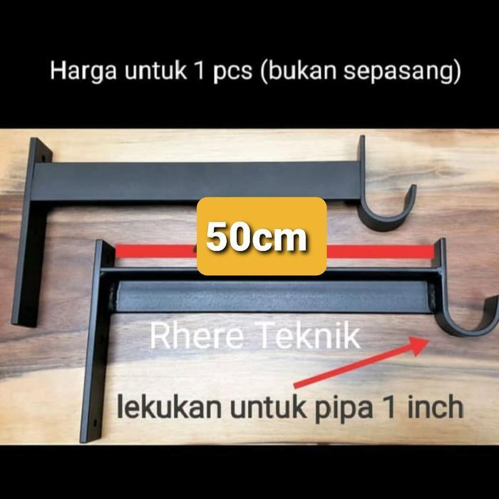 rak siku L besi ambalan gantungan baju gantungam sangkar burung 50cm