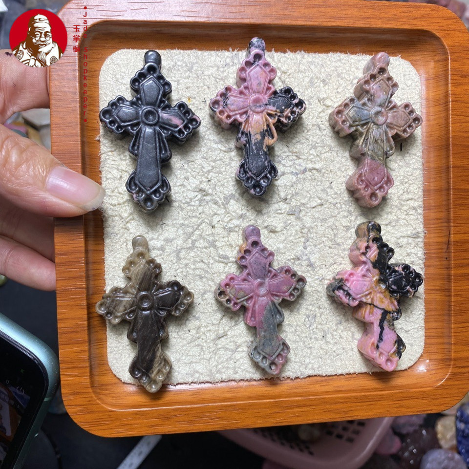 Liontin giok salib bahan lama, liontin giok salib batu akik, liontin aksesori DIY