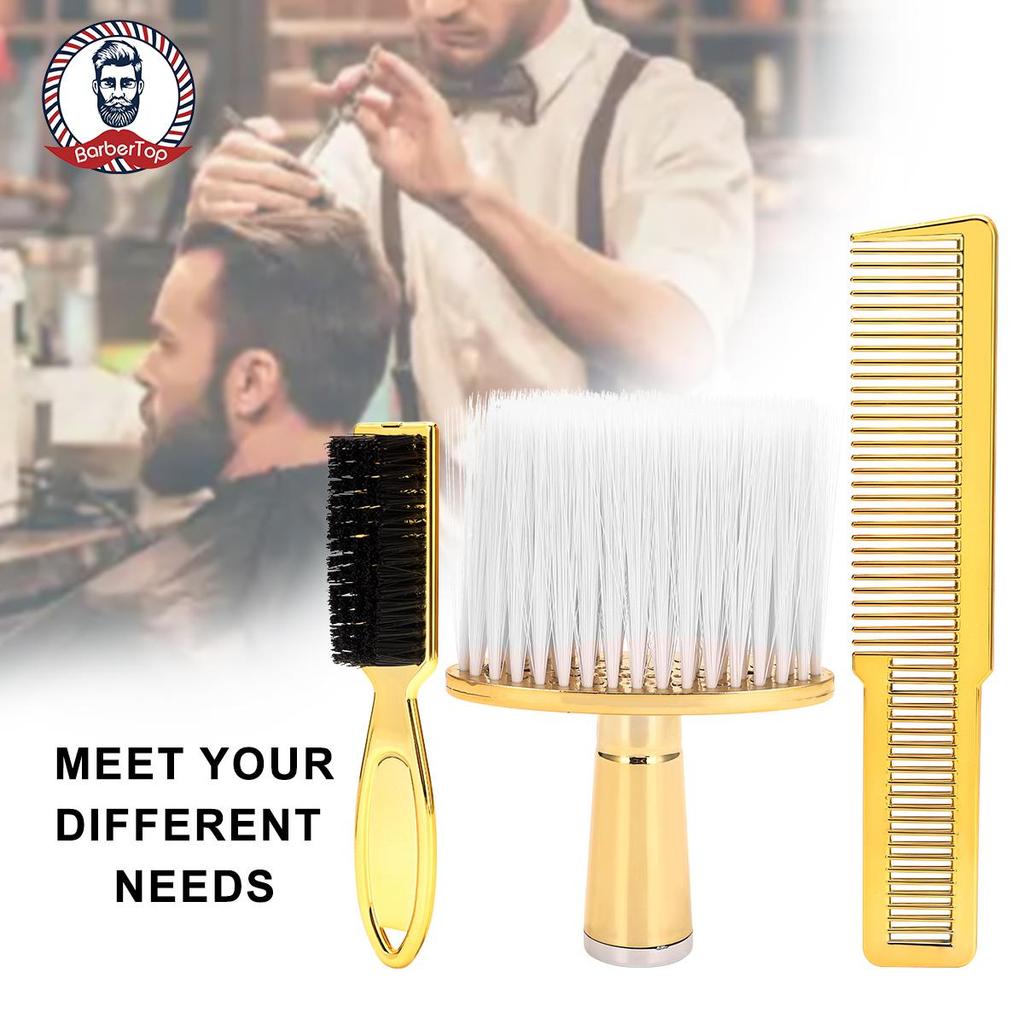 Electroplating Hair Clipper Brush Comb Set Hair Sweeping Brush Soft Hair Clipper Shoulder Brush Fibe