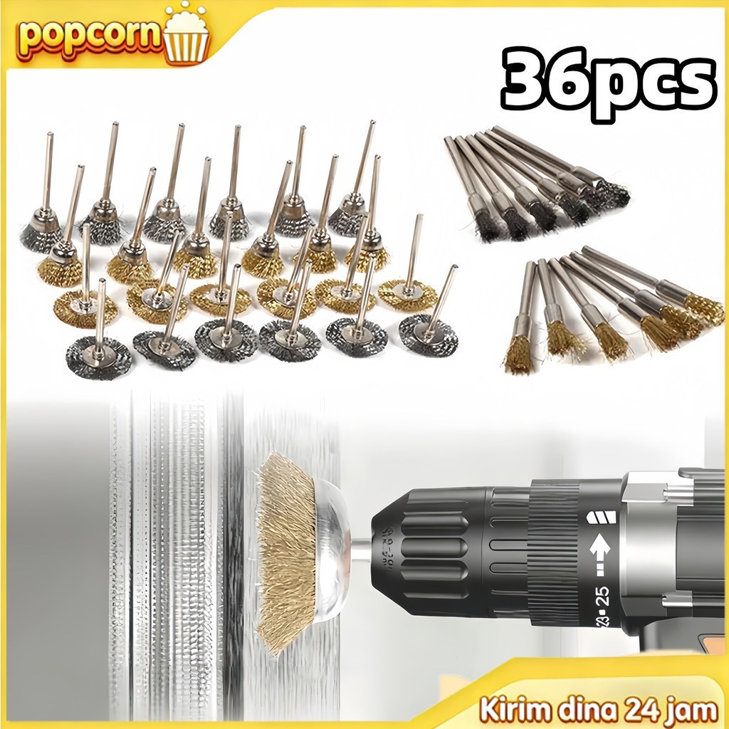36pcs Sikat Kawat Mata Bor- Kuningan untuk Grinder Mini, Pembersih Besi Grinder Bristle Brush