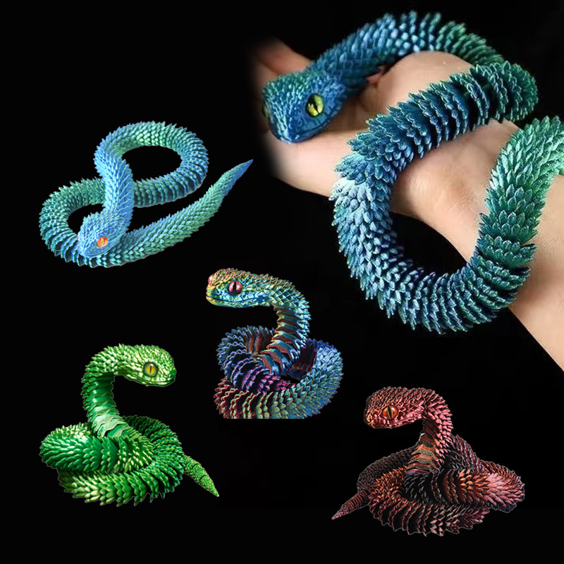 30cm Ornamen Ular / 3D Printing Mainan Ular / Ular Multi Sendi Bisa Digerakkan