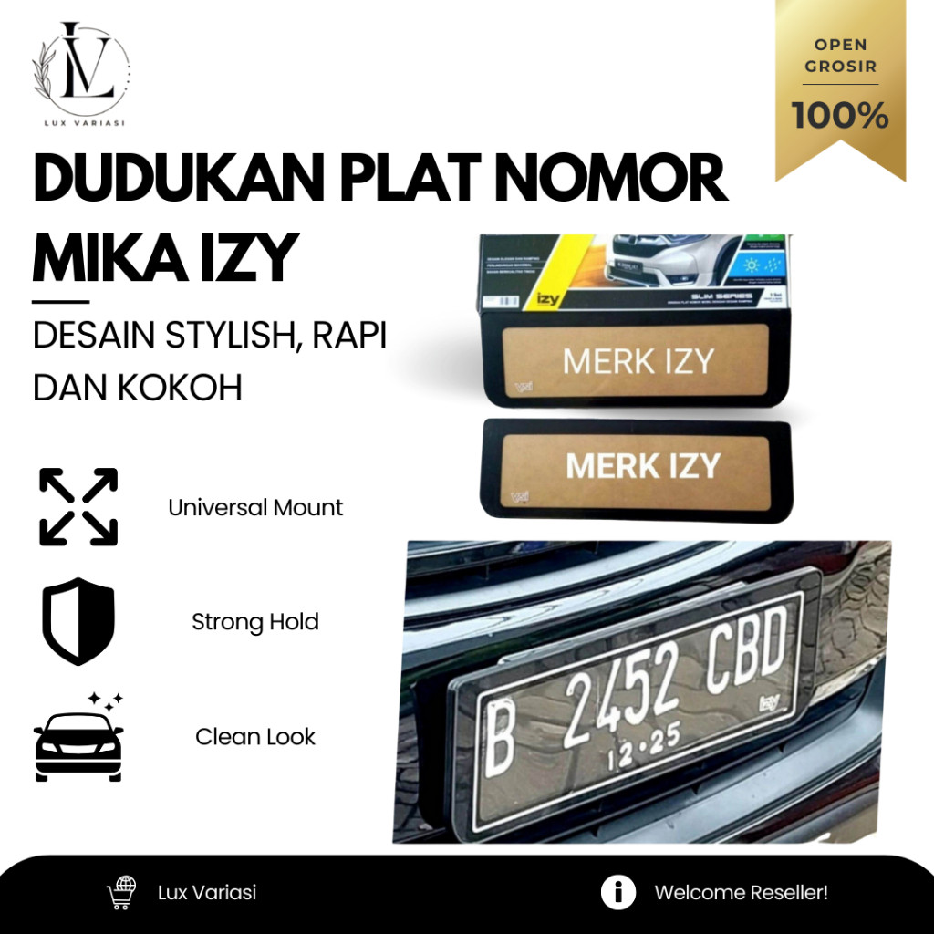 Dudukan Bingkai Mika Akrilik Plat Nomor Mobil LED & Non-LED IZY