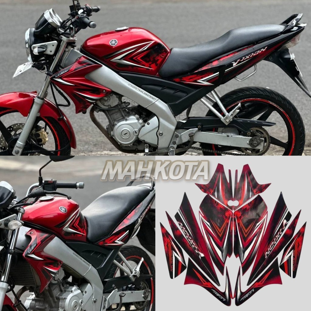 Striping Stiker Polet Sepeda Motor List yamaha vixion 150 2009 old hitam merah list body standar