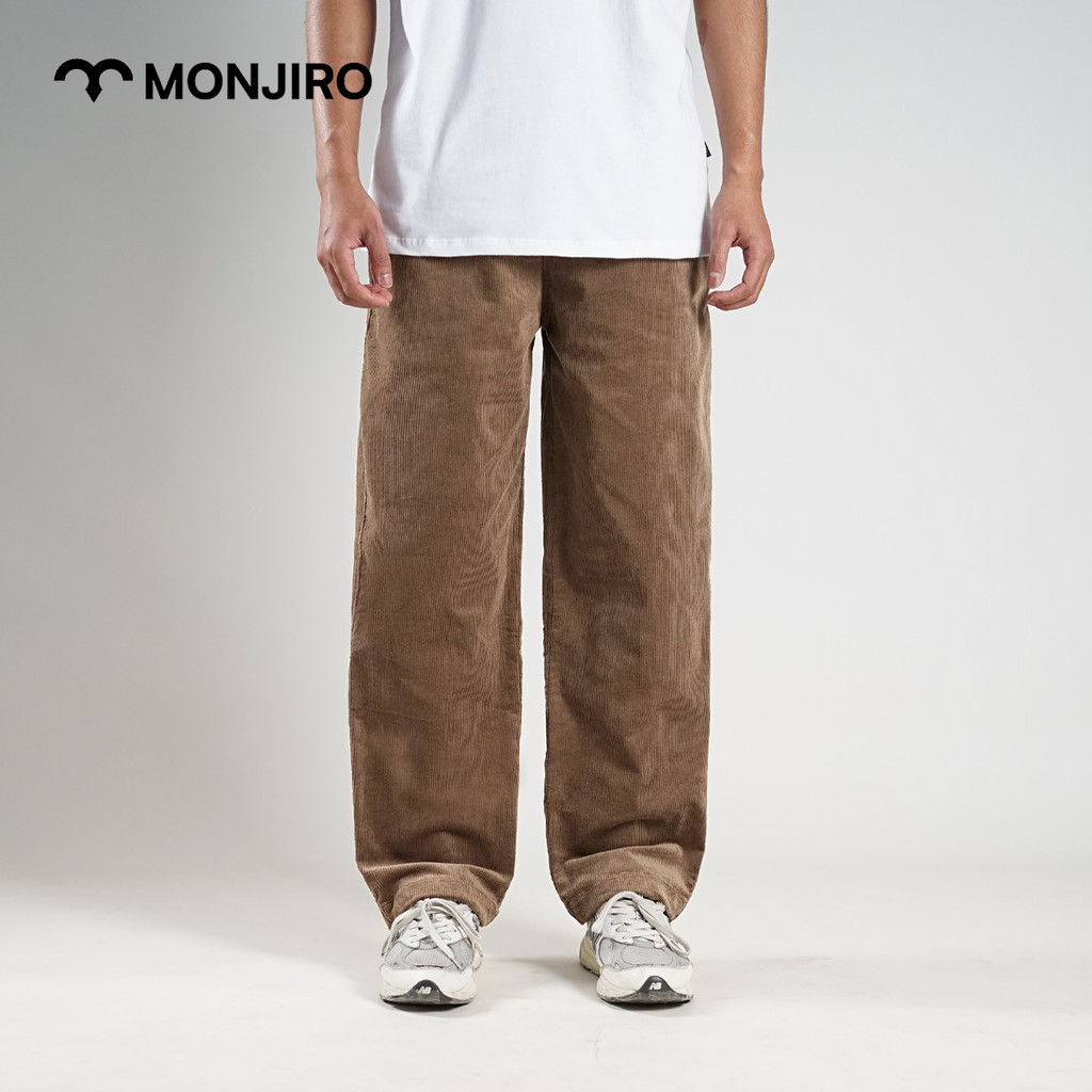 Monjiro - Loscoarse - Dark Brown Corduroy Loose Fit Pants - Celana Panjang Cowok Coklat Bawahan Pria