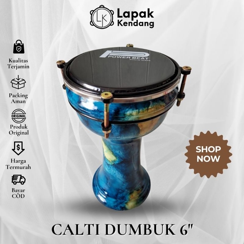 TERBAGUS Calti Dumbuk Pinggang Darbuka Anak Mika 6 Inch Warna Marmer Biru Kualitas Terbaik Lapak Ken