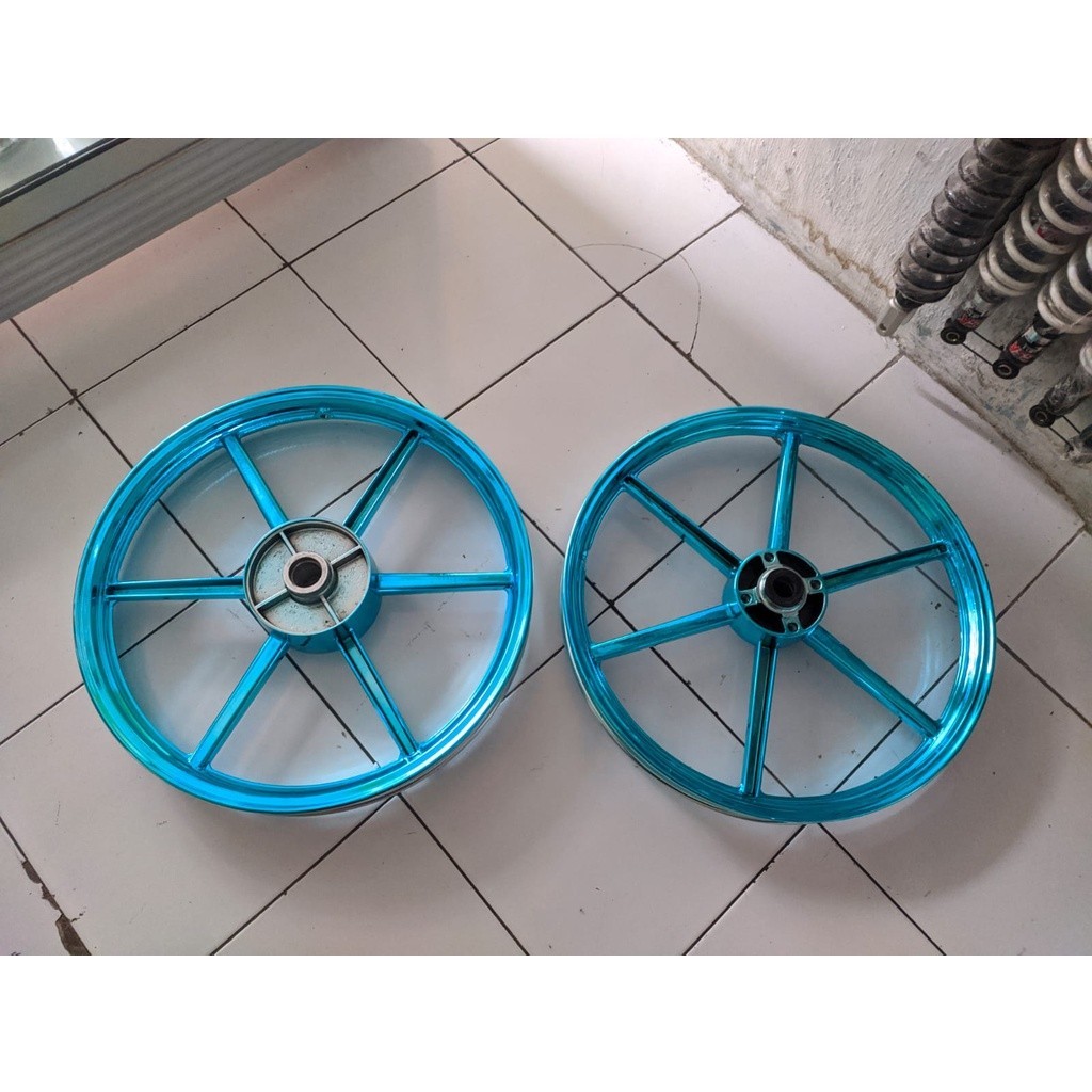 velg racing palang 6 supra 125, revo, supra x, supra fit, disc cekung cakram baut 4 warna biru chrom