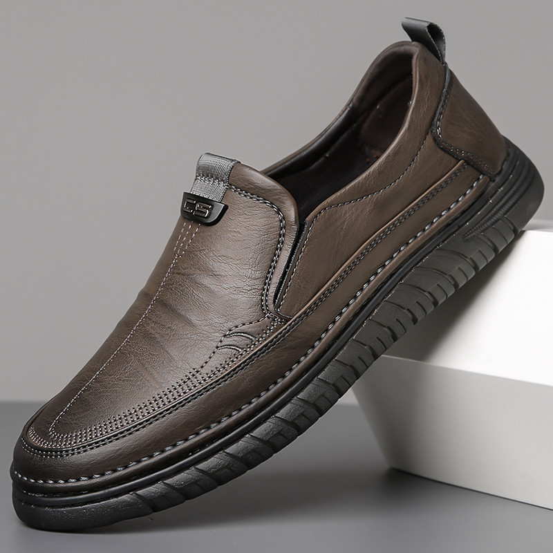 Sepatu Kasual Pria Tanpa Tali, Sepatu Loafer Formal Impor Fashion Pria Kulit Asli