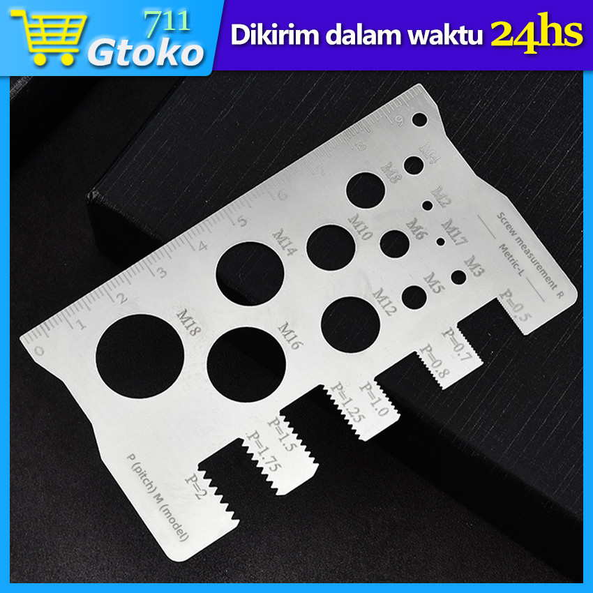 Alat Ukur Baut Dan Mur Stainless Steel Alat Ukur Lubang Mata Bor Portable Nut Bolt Gauge